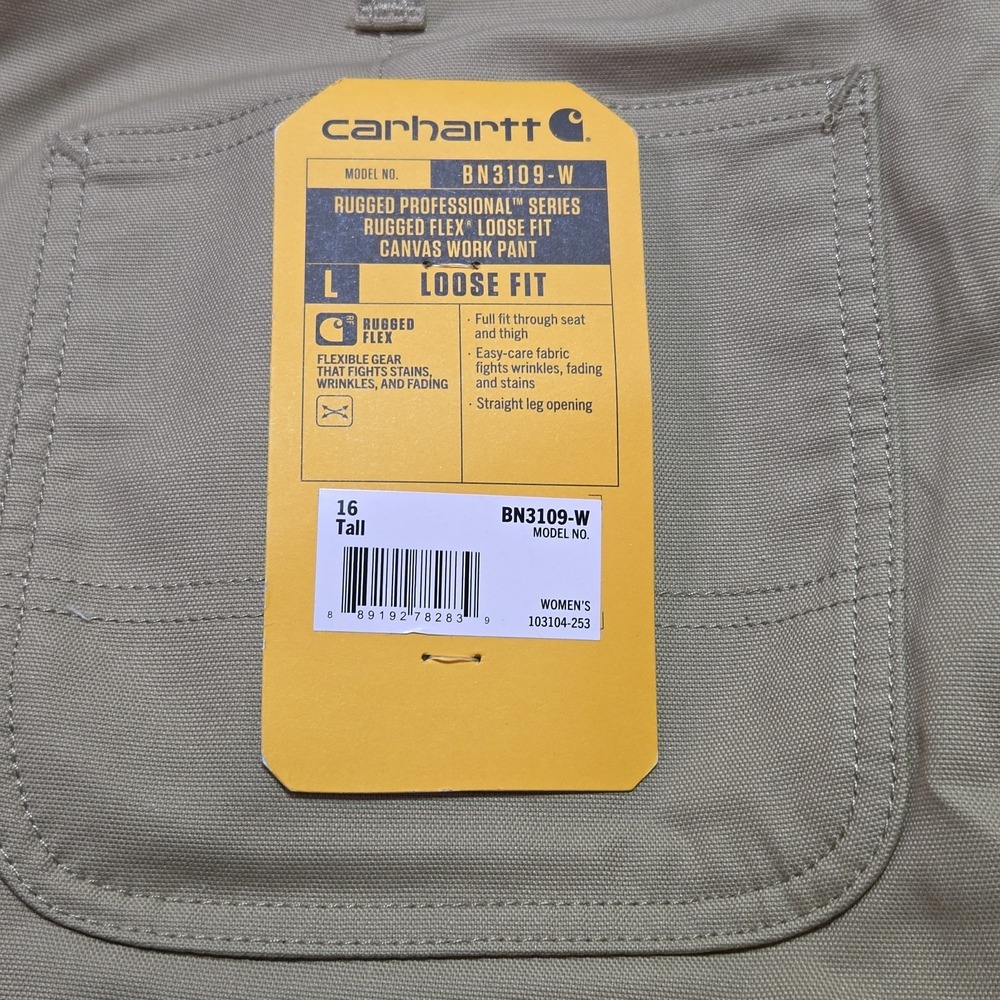 Carhartt Women's Rugged Flex Loose Fit Canvas Work Pants Khaki Size 16 NWT - Picture 7 of 15